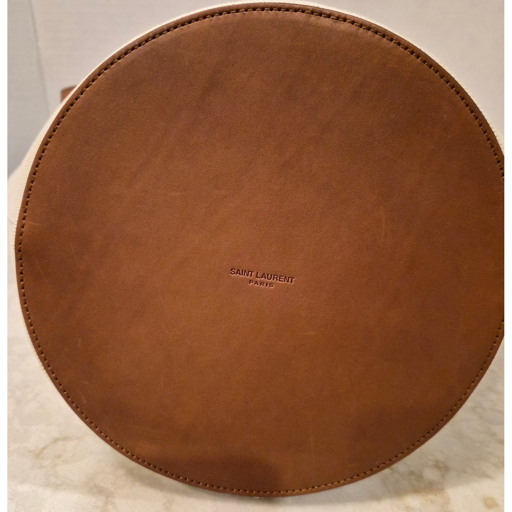 Saint‎ Laurent Rive Gauche Panier Canvas Bucket Tote Bag Brown 735728 FABJN - Picture 15 of 15